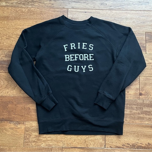 Brunette the Label Fries Before Guys Black Sweatshirt, XS/S - Picture 7 of 15